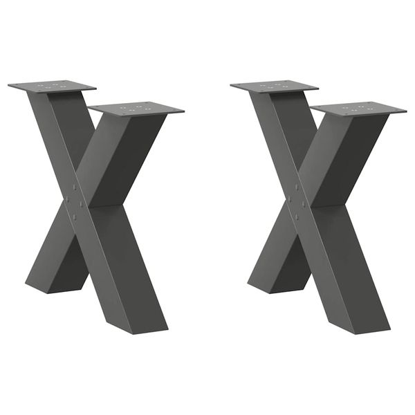 vidaXL Nohy konferenčného stolíka v tvare X, 2 ks, antracitové, 50 x (42-43) cm, oceľ