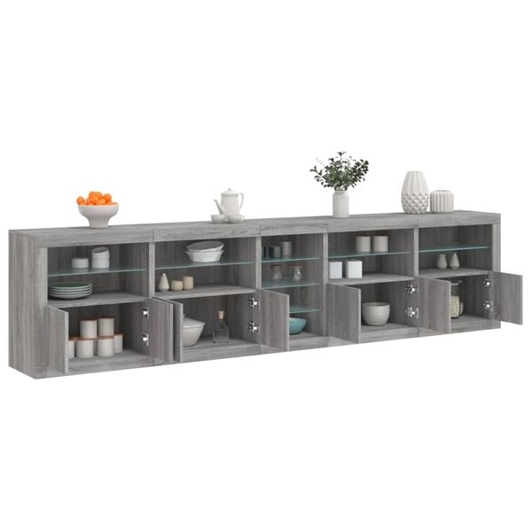 vidaXL Komoda s LED svetlami sivá sonoma 283x37x67 cm