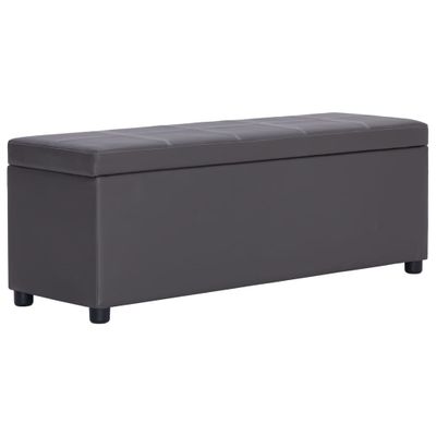 vidaXL Lavica s úložným priestorom 116 cm, sivá, umelá koža
