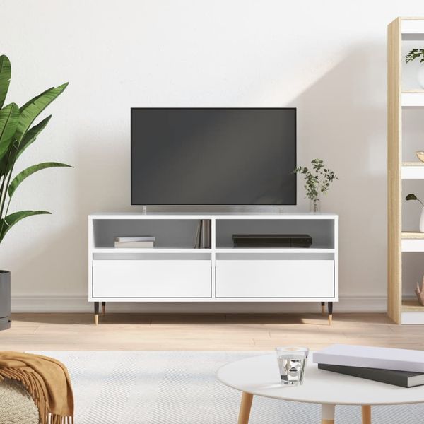 vidaXL TV skrinka lesklá biela 100x34,5x44,5 cm kompozitné drevo