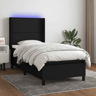 vidaXL Posteľ boxsping s matracom a LED čierna 80x200 cm látka