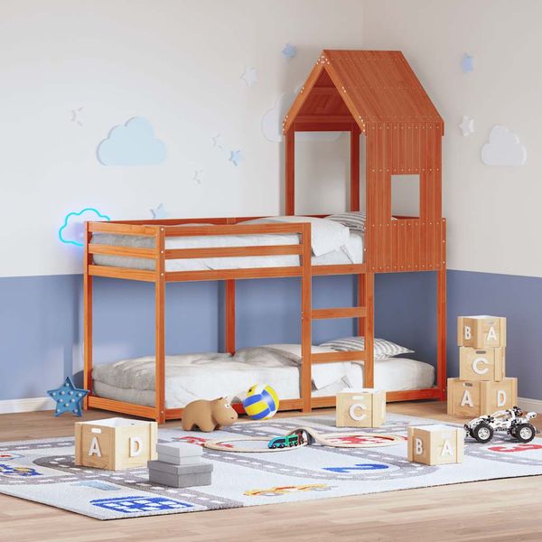 vidaXL Strecha na detskú posteľ voskovohnedá 60x89x134,5 cm borovica