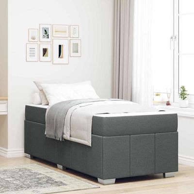 vidaXL Rám postele s matracmi Tmavo šedá 100 x 200 cm látka