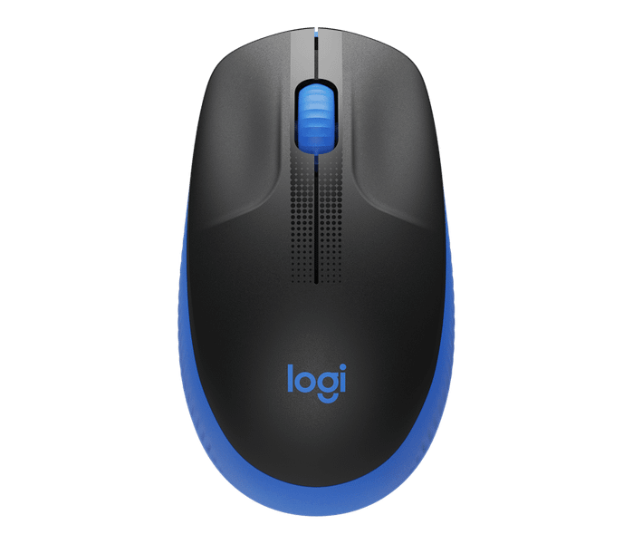 Logitech M190/Kancelárska/Optická/1 000 DPI/Bezdrôtová USB/Čierna-modrá