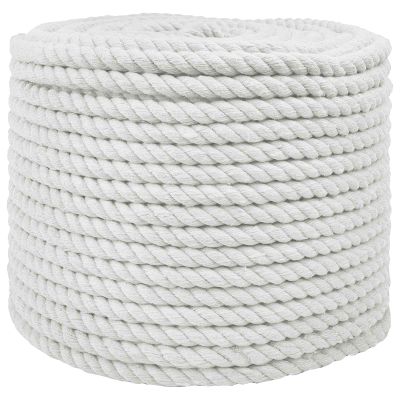 vidaXL Bavlnený povraz 10 mm 100 m Biela 100% bavlna