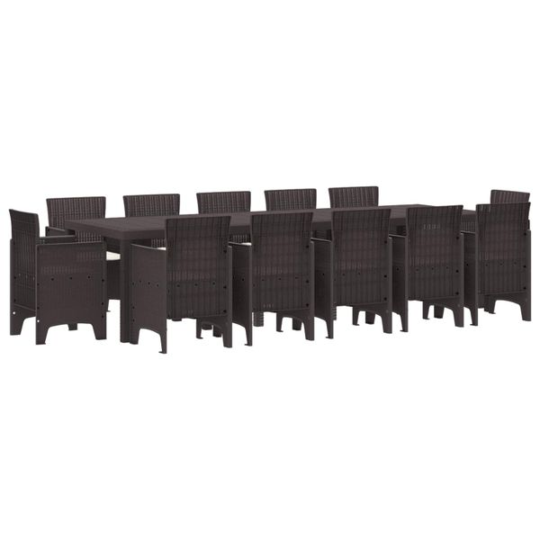 vidaXL Záhradný jedálenský set s vankúšom 13 pcs Hnedá Ratan
