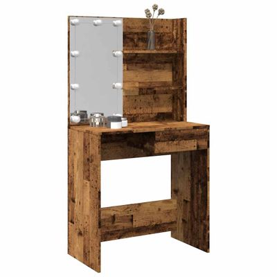 vidaXL toaletný stolík s LED Old Wood 74,5x40x141 cm