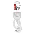 Prodlužovací kabel EMOS P02114 / 1,4 m / 2 zásuvky / biely / PVC / 1 mm²