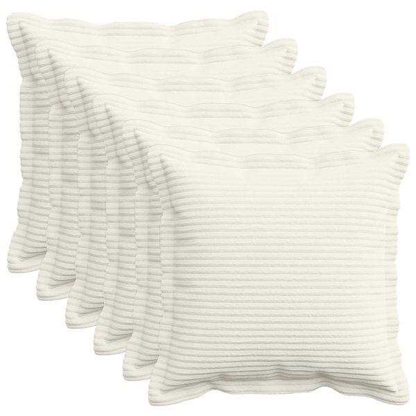 vidaXL Poťah na podložku 6 ks HOUTEN Krémová 50 x 50 cm manšestr