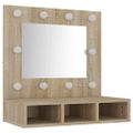 vidaXL Zrkadlová skrinka s LED dub sonoma 60x31,5x62 cm