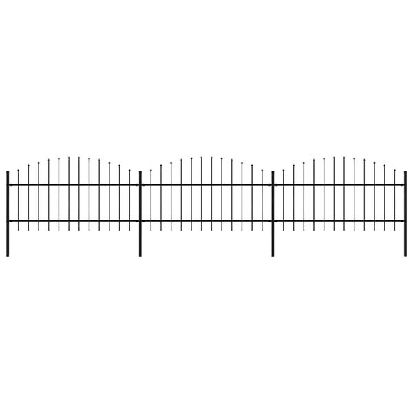 vidaXL Záhradný plot s vrchnou časťou z ocele 537x125 cm čierny