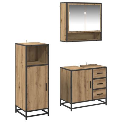 vidaXL Sada kúpeľňového nábytku 3 pcs Remeselný dub Kompozitné drevo