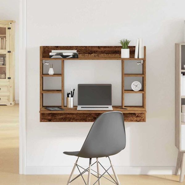 vidaXL Nástenný stôl Staré drevo Kompozitné drevo 105 x 48 x 75 cm