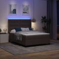 vidaXL LED box s pružinami Tmavohnedá 140 x 190 cm látka
