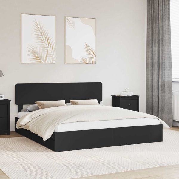 vidaXL Úložná posteľ so zásuvkou Čierna 200 x 200 cm Kompozitné drevo