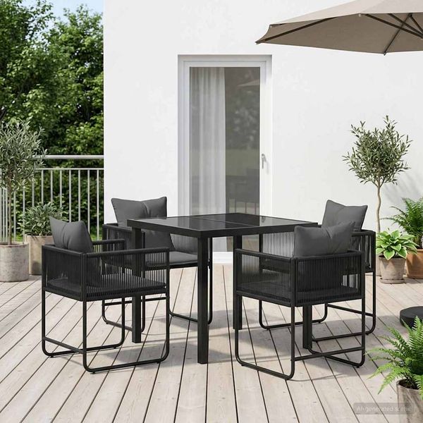 vidaXL Záhradný jedálenský set 5 pcs Čierna a antracit 80 x 80 x 73 cm