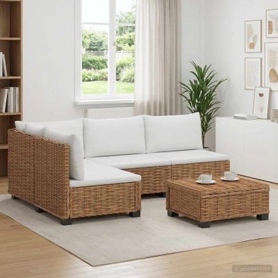 vidaXL 5 ks Ratanová lounge súprava s vankúšmi GENDT Prírodný ratan