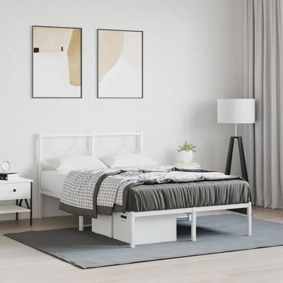 vidaXL Kovový rám postele s čelom biely 120x190 cm