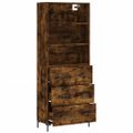 vidaXL Vysoká skrinka dymový dub 69,5x34x180 cm spracované drevo