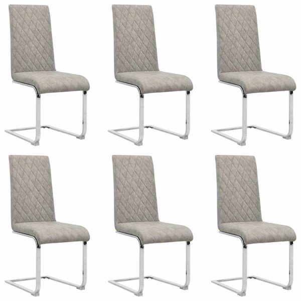 vidaXL Jedálenské stoličky, perová kostra 6 ks, svetlosivé, umelá koža