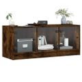 vidaXL TV skrinka so sklenenými dvierkami dymový dub 102x37x42 cm