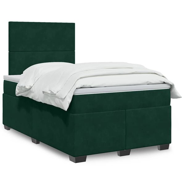 vidaXL Posteľný rám boxsping s matracom tmavozelený 120x200 cm zamat