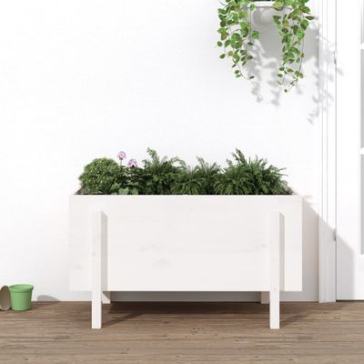 vidaXL Záhradný vyvýšený záhon biely 101x50x57 cm borovicový masív