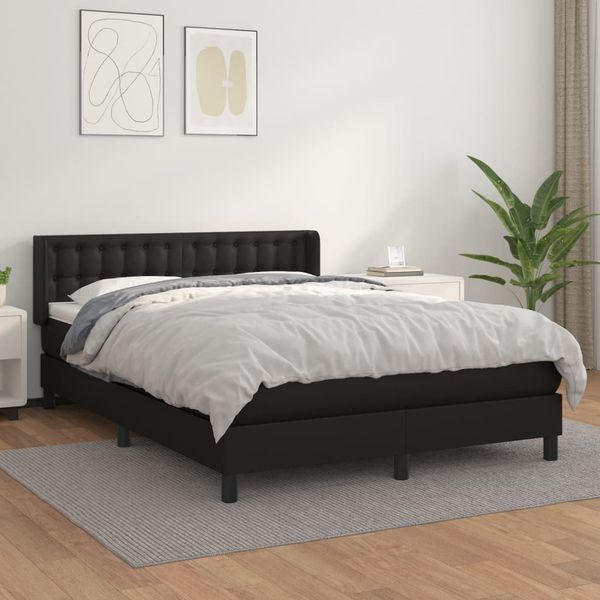 vidaXL Boxspring posteľ s matracom čierny 140x190 cm umelá koža