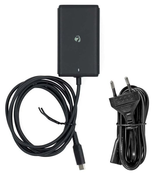 Nedis NBAU45110BK - Adaptér k notebooku| GaN | 45 W | 5 / 9 / 12 / 15 / 20 V DC | 2.25 / 2.33 / 2.92 / 3.0 A | Euro / T Napájací adaptér, 5–20V, 2,25–3A, 45W, 100–240V AC, USB-C, Power Delivery, GaN, 2,5m kábel, čierny