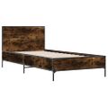 vidaXL Posteľný rám dymový dub 75x190 cm kompozitné drevo a kov
