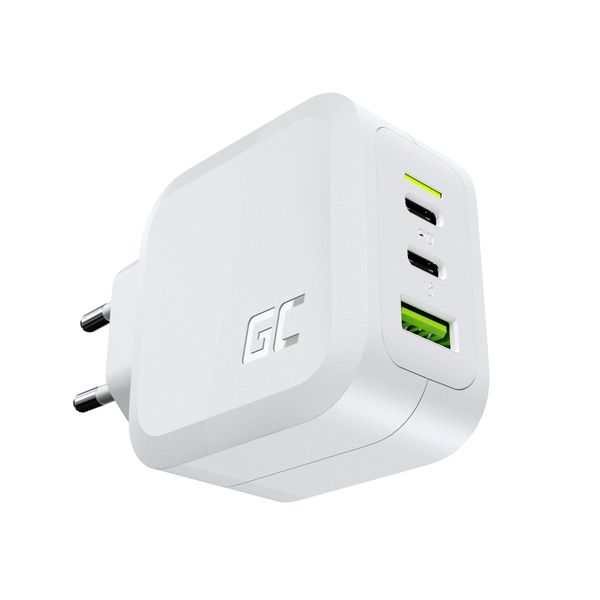 CHARGC08W Green Cell White 65W GaN GC PowerGan mains charger for Laptop, MacBook, Phone, Tablet, Nin