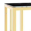 vidaXL Konzolový stolík zlatý 70x30x70 cm nehrdzavejúca oceľ a sklo