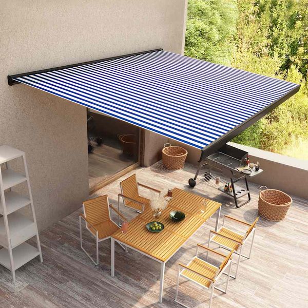 vidaXL Motorizovaná kazetová markíza 350x250 cm modrá a biela