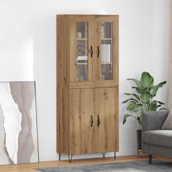 vidaXL Highboard Remeselný dub 69,5 x 34 x 180 cm Kompozitné drevo