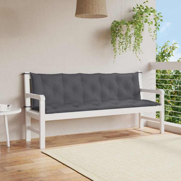 vidaXL Podložka na záhradnú lavicu, antracit 180x(50+50)x7 cm, oxford