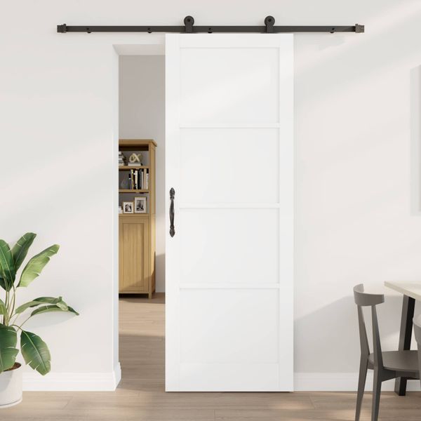 vidaXL Posuvné dvere Biela a čierna 83 x 232 cm Borovicový masív