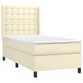 vidaXL Boxspring posteľ s matracom a LED krémová 100x200 cm umelá koža