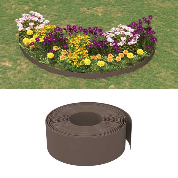 vidaXL Záhradné obruby 2 ks hnedé 10 m 20 cm polyetylén