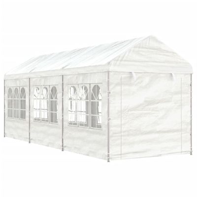 vidaXL Altánok so strechou, biely 6,69x2,28x2,69 m, polyetylén