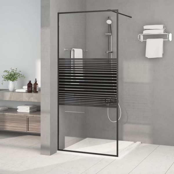 vidaXL Sprchová zástena čierna 90x195 cm priehľadné ESG sklo