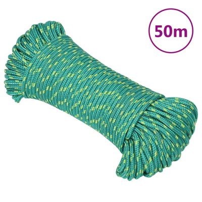 vidaXL Lodné lano zelené 4 mm 50 m polypropylén