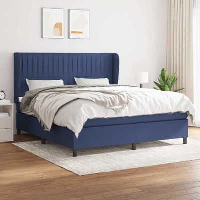 vidaXL Posteľný rám boxspring s matracom modrý 160x200 cm látka