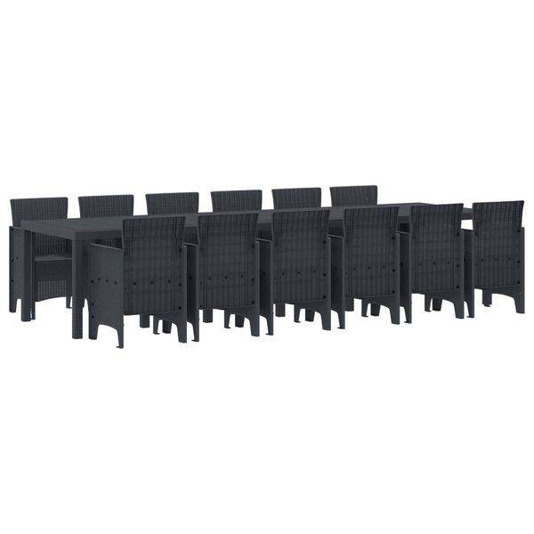 vidaXL Záhradný jedálenský set 13 pcs Antracit Polt ratan