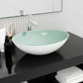 vidaXL Umývadlo sklo 50x37x14 cm biele