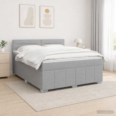 vidaXL LED boxspring posteľ s matracom Svetlosivá 140 x 200 cm Látka