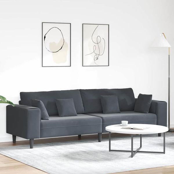 vidaXL Pohovka Tmavo šedá 250 x 77 x 76 cm Zamat