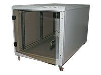 19" kontajnerový rozvádzač 12U/600x1000mm celosklené dvere, IP30 nosnosť 200kg, svetlo šedý RAL7035