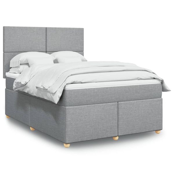 vidaXL Boxspring posteľ s matracom bledosivá 140x200 cm látka