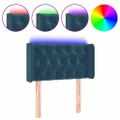 vidaXL Čelo postele s LED tmavomodré 83x16x78/88 cm zamat