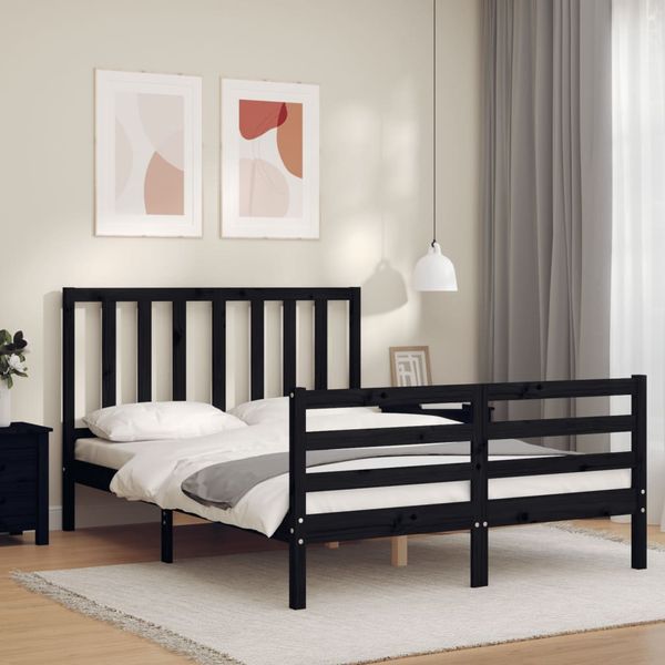 vidaXL Posteľný rám s čelom čierny 120x200 cm masívne drevo